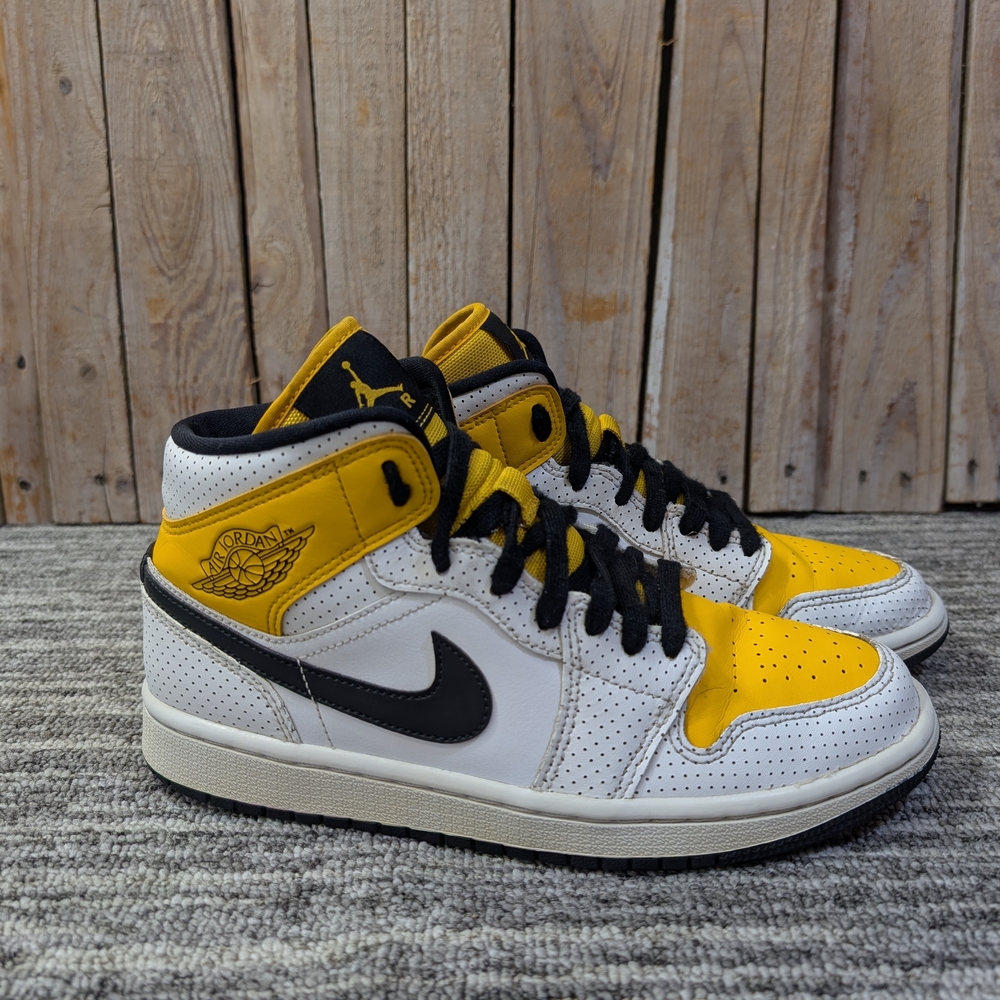 Nike Women's Air Jordan 1 Mid "Perforated - White University Gold" Size 8.5 W